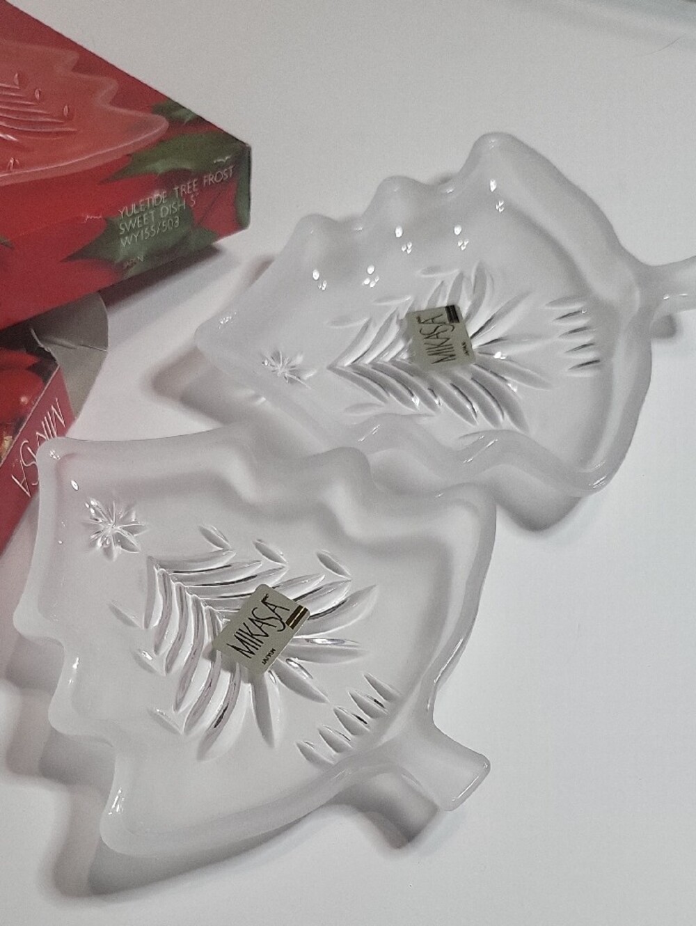 Mikasa Holiday Frosted Glass Tree Dish Set - 2pc